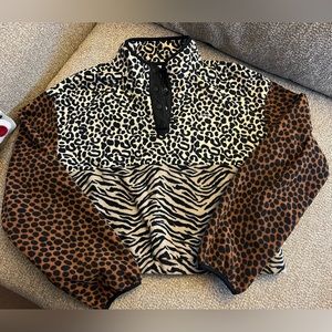 VANS Women's Zebra Cheetah Animal Print Fleece Vans Long Sleeve Sweater - Small